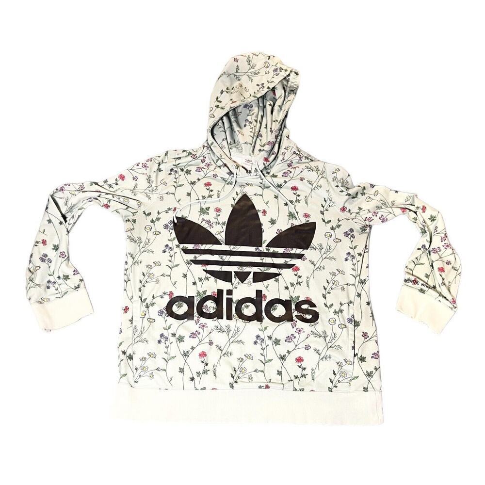 adidas mint green floral trefoil Hoodie with Black Logo